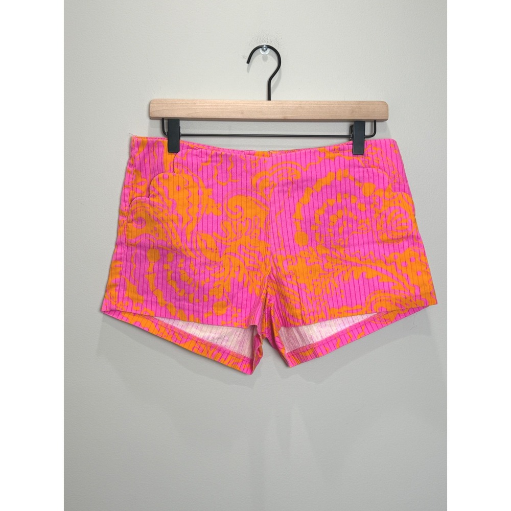 Lilly Pulitzer 6 Callahan Shorts Pink Orange Scallop Tropical Preppy Low‎ Rise